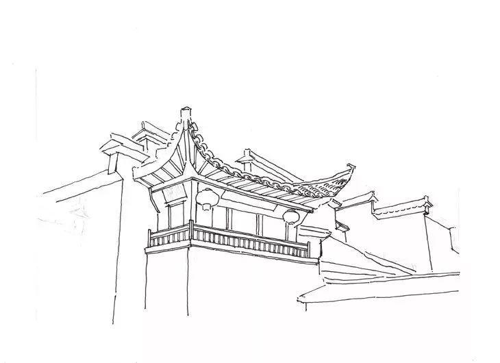 一行手绘原创精选100幅中国古建筑钢笔画步骤图视频解说送给勤奋得让