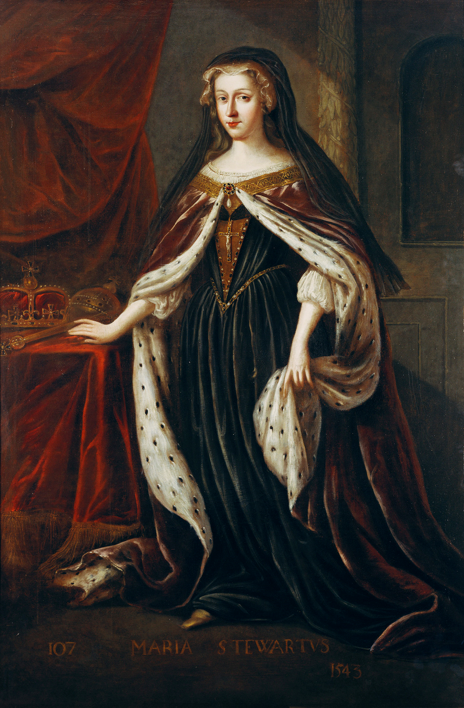 苏格兰女王mary的画像,由jakob de wet奉查理二世之命绘制,展示于mary