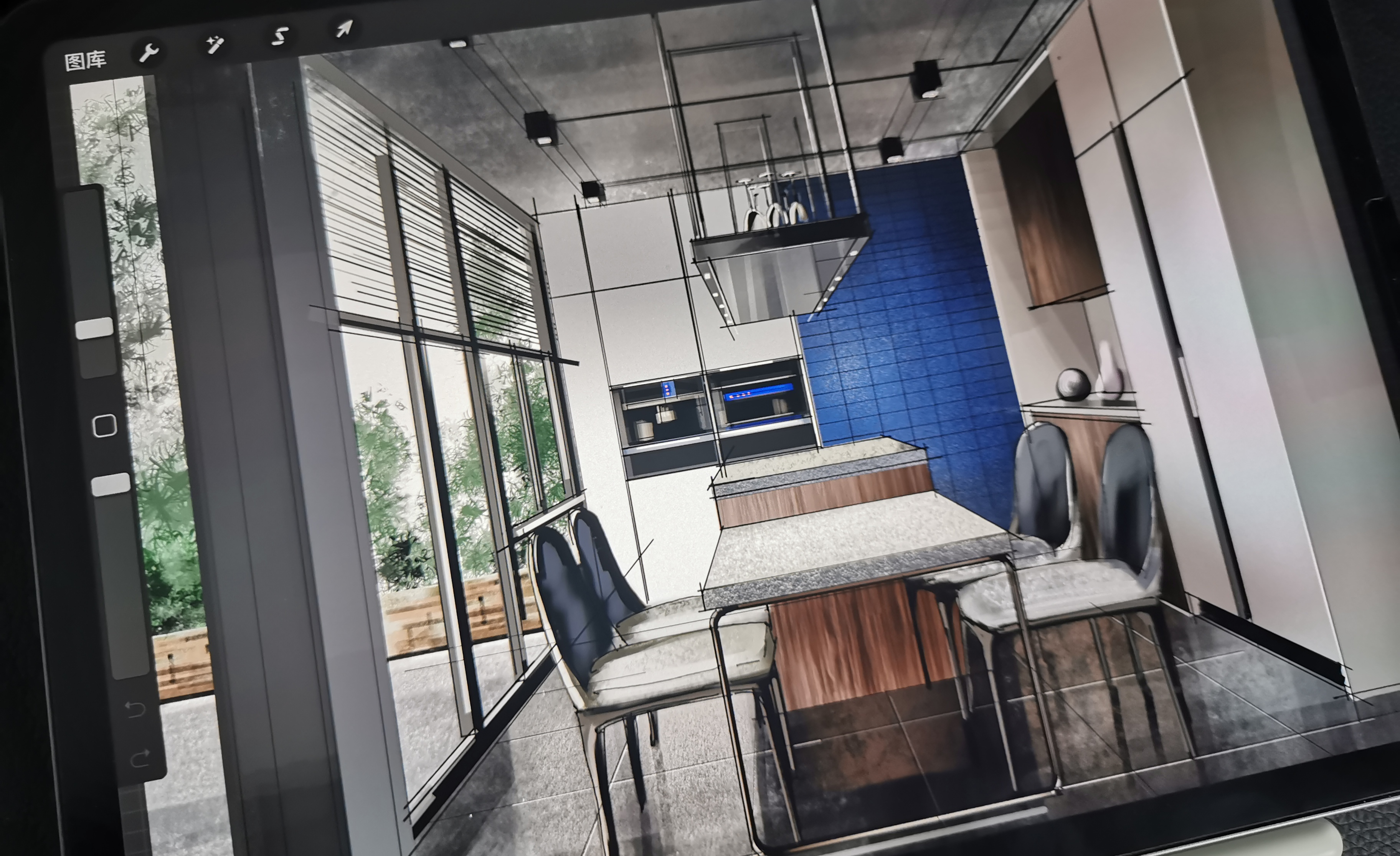 ipadprocreate手绘教程庭院夜景手绘