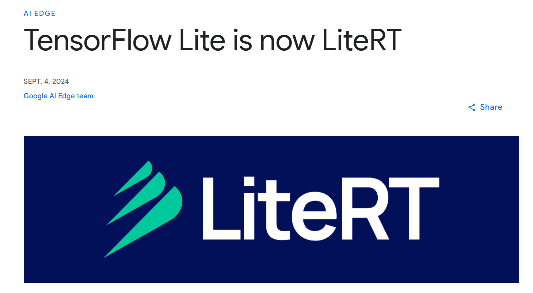 TensorFlow Lite 改名 LiteRT：对嵌入式AI工程师意味着什么？ - 知乎
