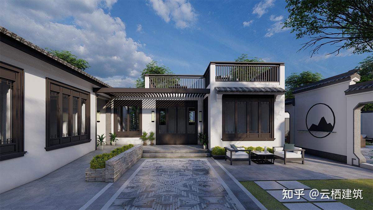 云栖建筑1382210m的一层新中式别墅业主给父母的养老房