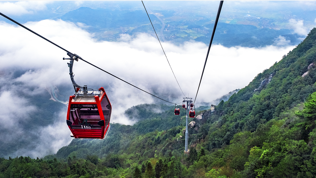 索道国庆开通预告一起来天岳幕阜山腾云驾雾高空赏花