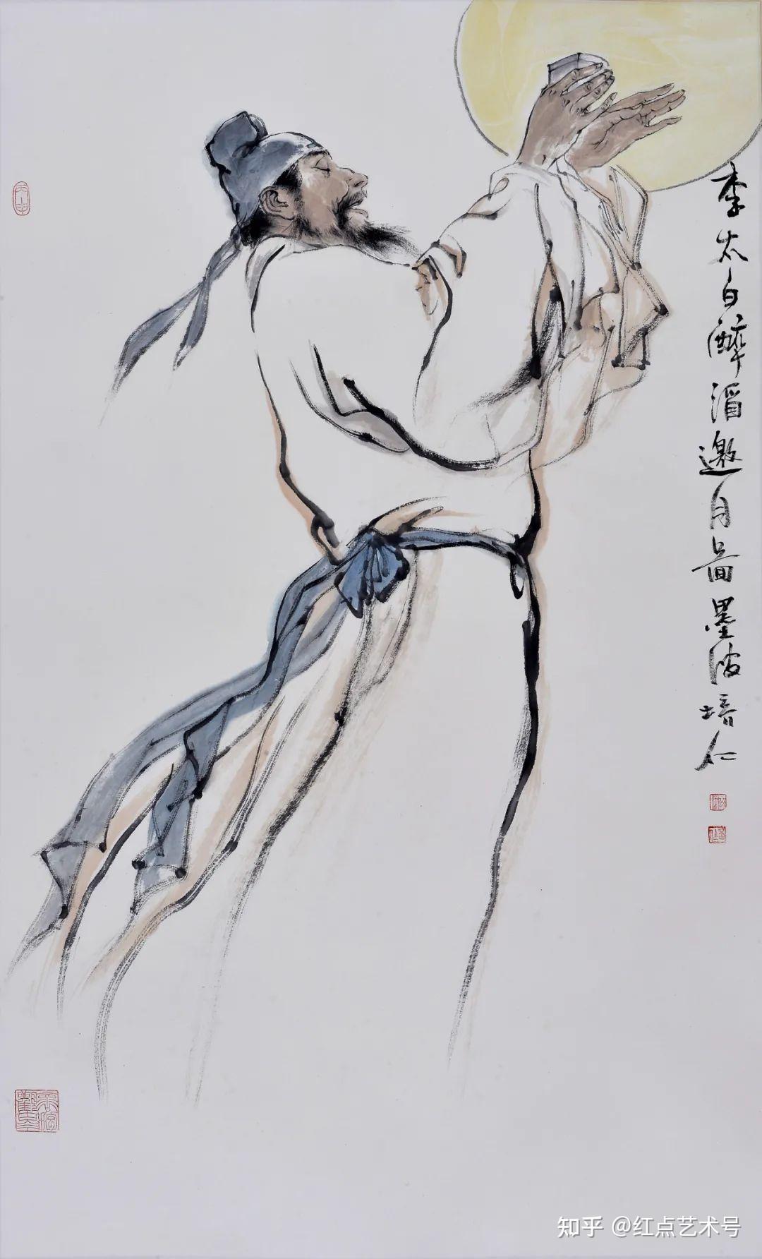 cm  庚子年《王阳明先生像》  138x69cm   丁酉《李太白醉酒邀月图》