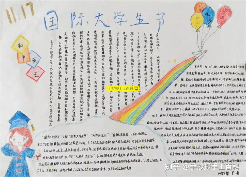 国际大学生节手抄报大学生这样画
