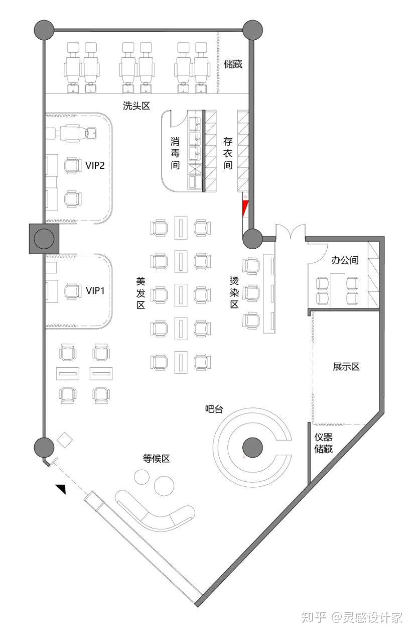 设计平面图△ 设计示意图项目名称:本来沙龙·北京蓝色港湾店项目