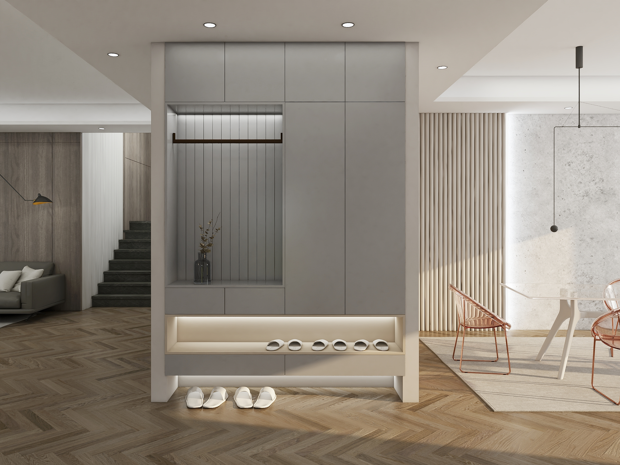 装修设计时尚舒适玄关柜定制图例实现收纳与装饰