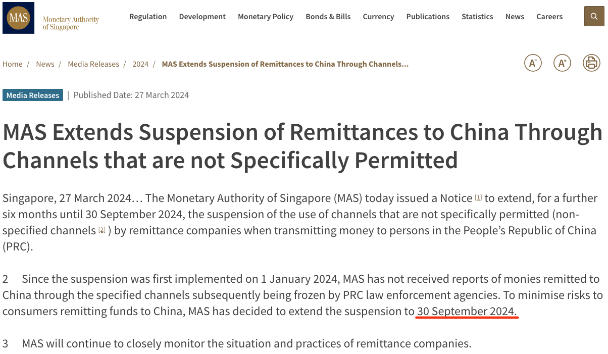 新加坡第三方代理汇款到中国的禁令，延长了！ - 知乎