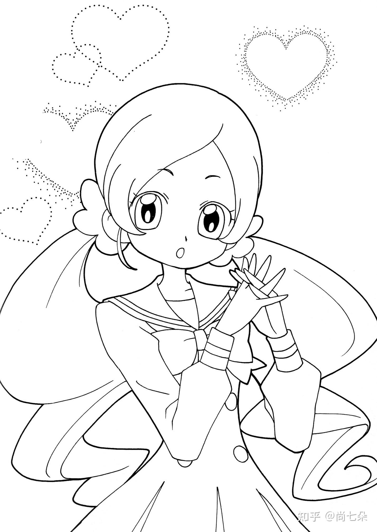 卡通漫画美女涂色填色卡涂鸦安静书美术学习资料儿童画素材资源4