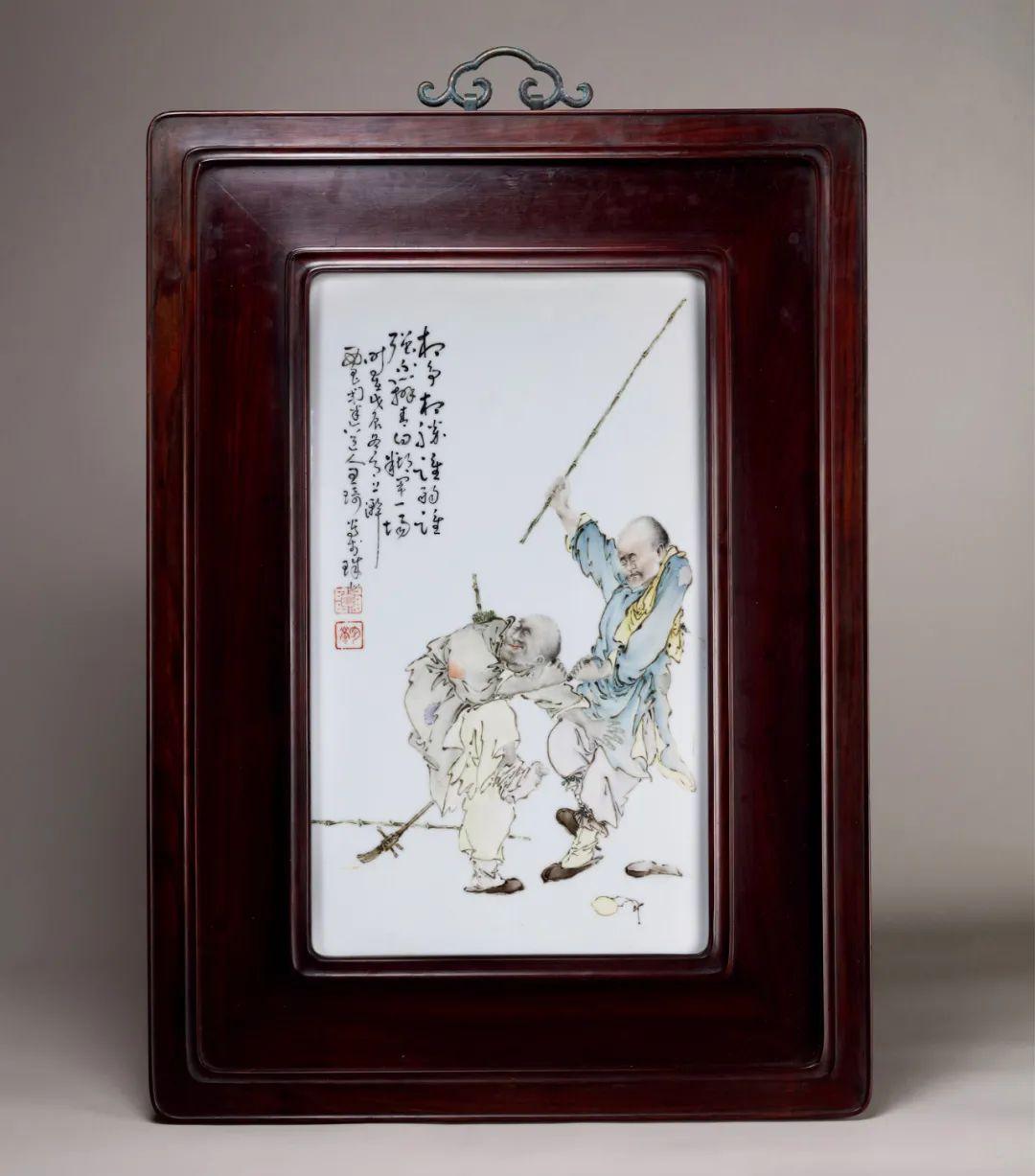 中国美術 清末 民国早期 淺降彩瑞獸紋瓷板 中国美術 清末 民国早期 淺降彩瑞獸紋瓷板