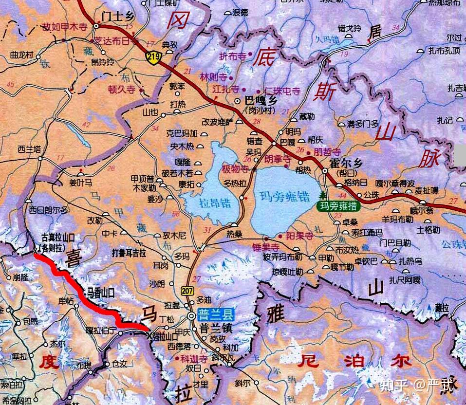 图1:中印边界普兰县段普兰边防连就驻守在普兰县城之中,它是南疆军区