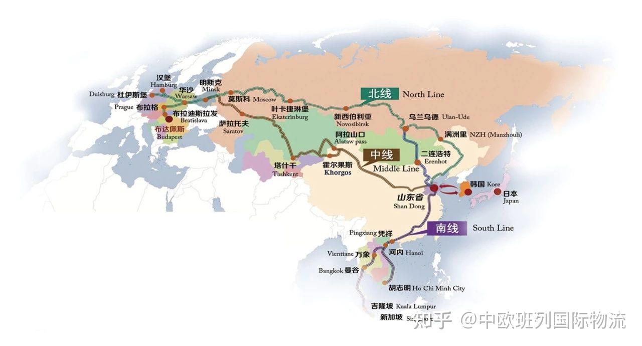 中亚班列线路图图片