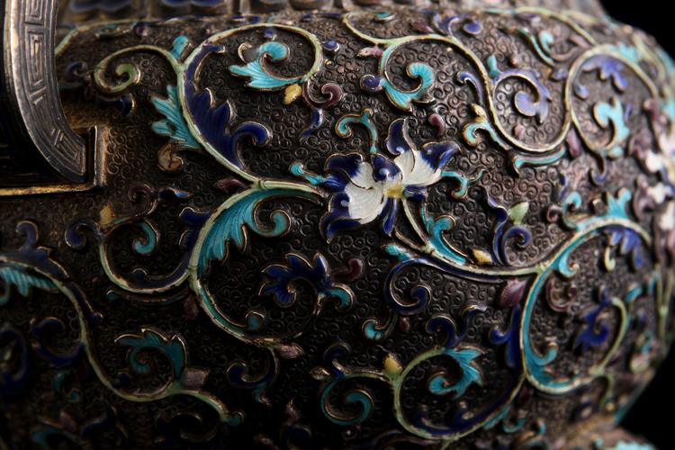 清宫六品佛楼遗存梵华楼同款银胎珐琅供器一组