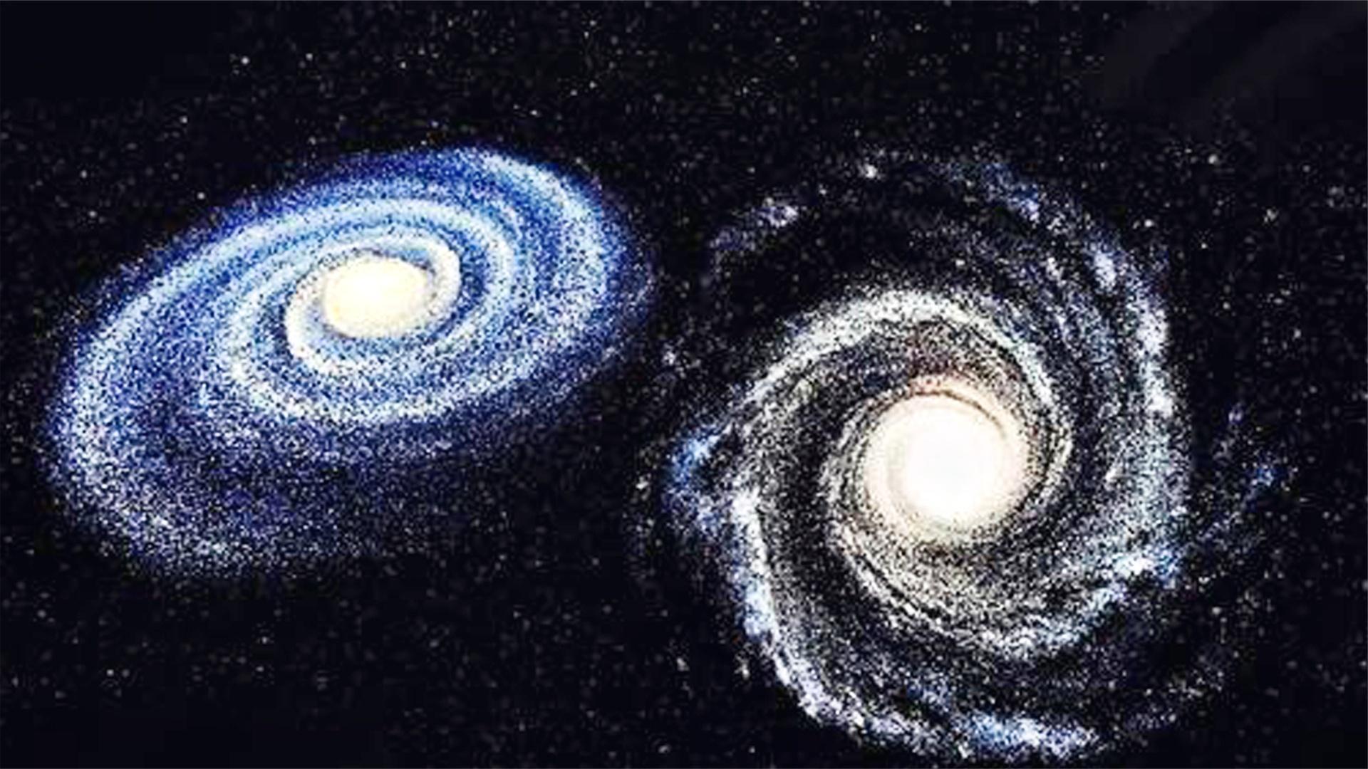 动画模拟:仙女座星系与银河系的碰撞全过程