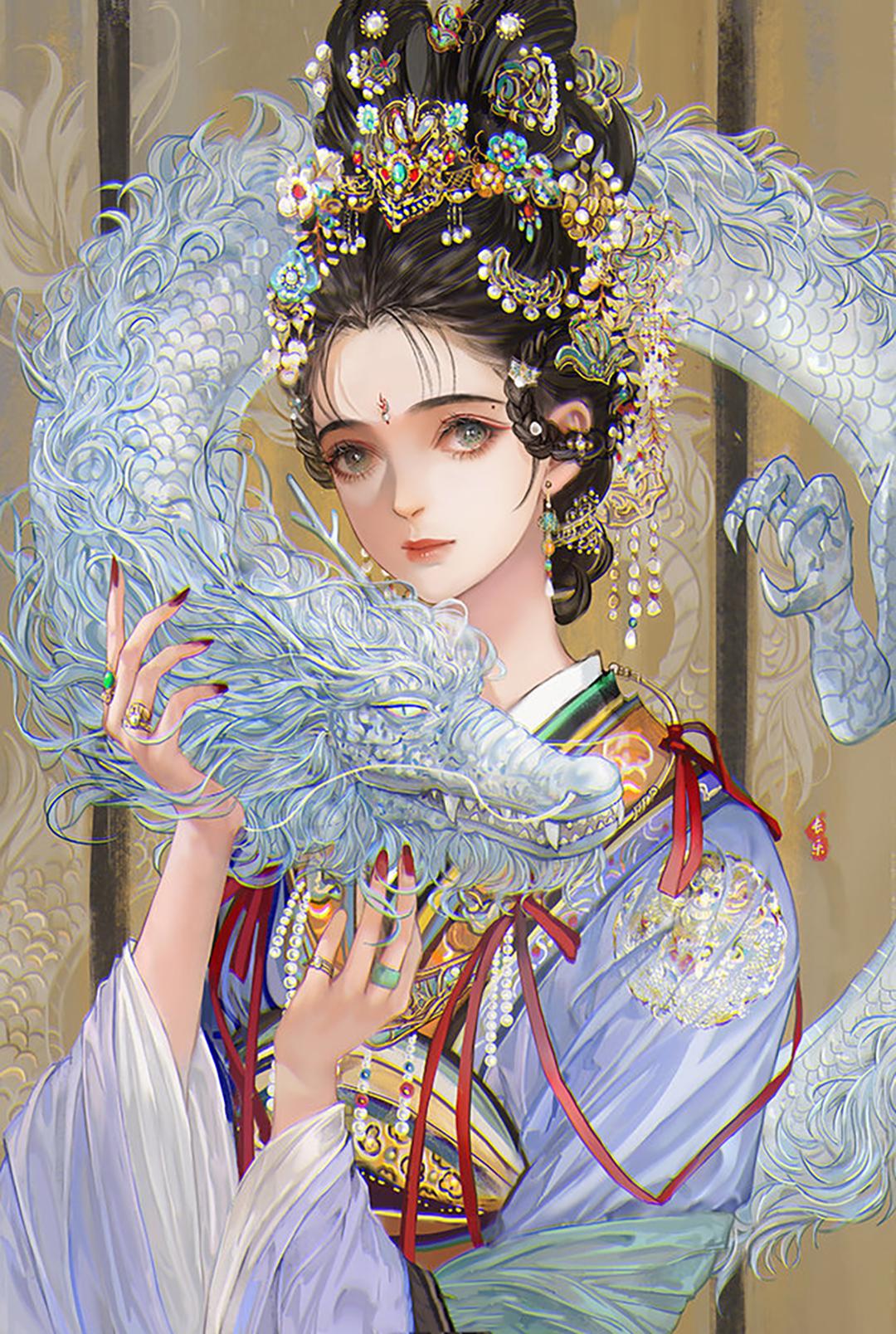 中国风浓郁的二次元美女插画