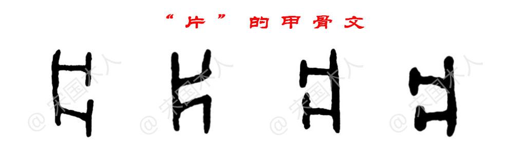 "片"字始见于甲骨文,有朝左,朝右方向两种字形.