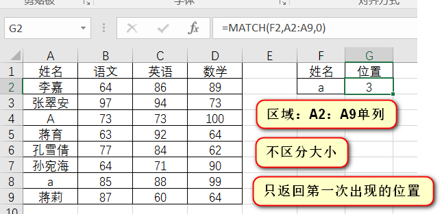 excel个人笔记(王者辅助 match 函数)