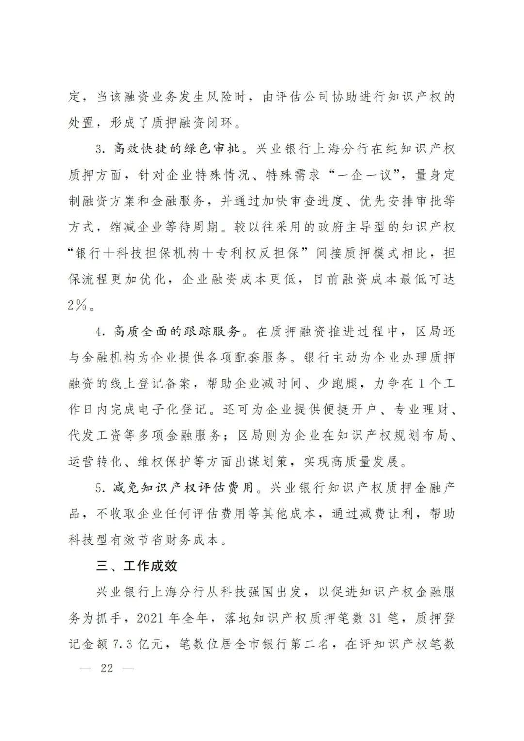 2021年上海知识产权质押融资工作十大典型案例