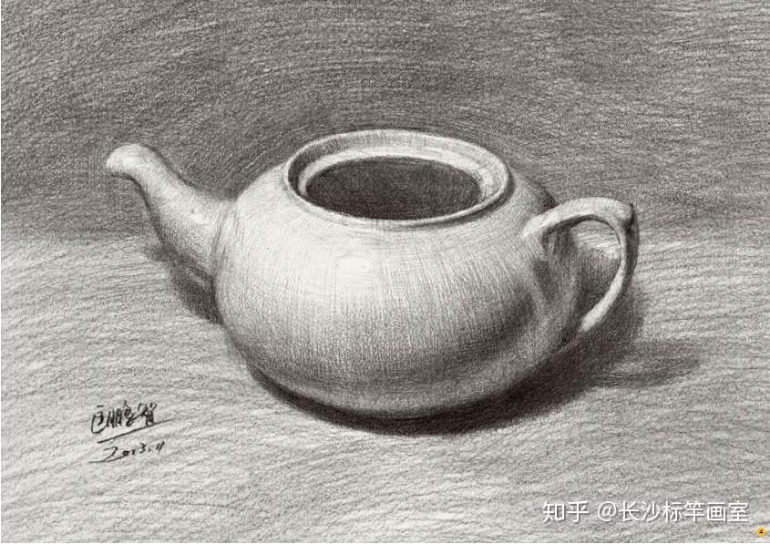 陶瓷茶壶素描图片