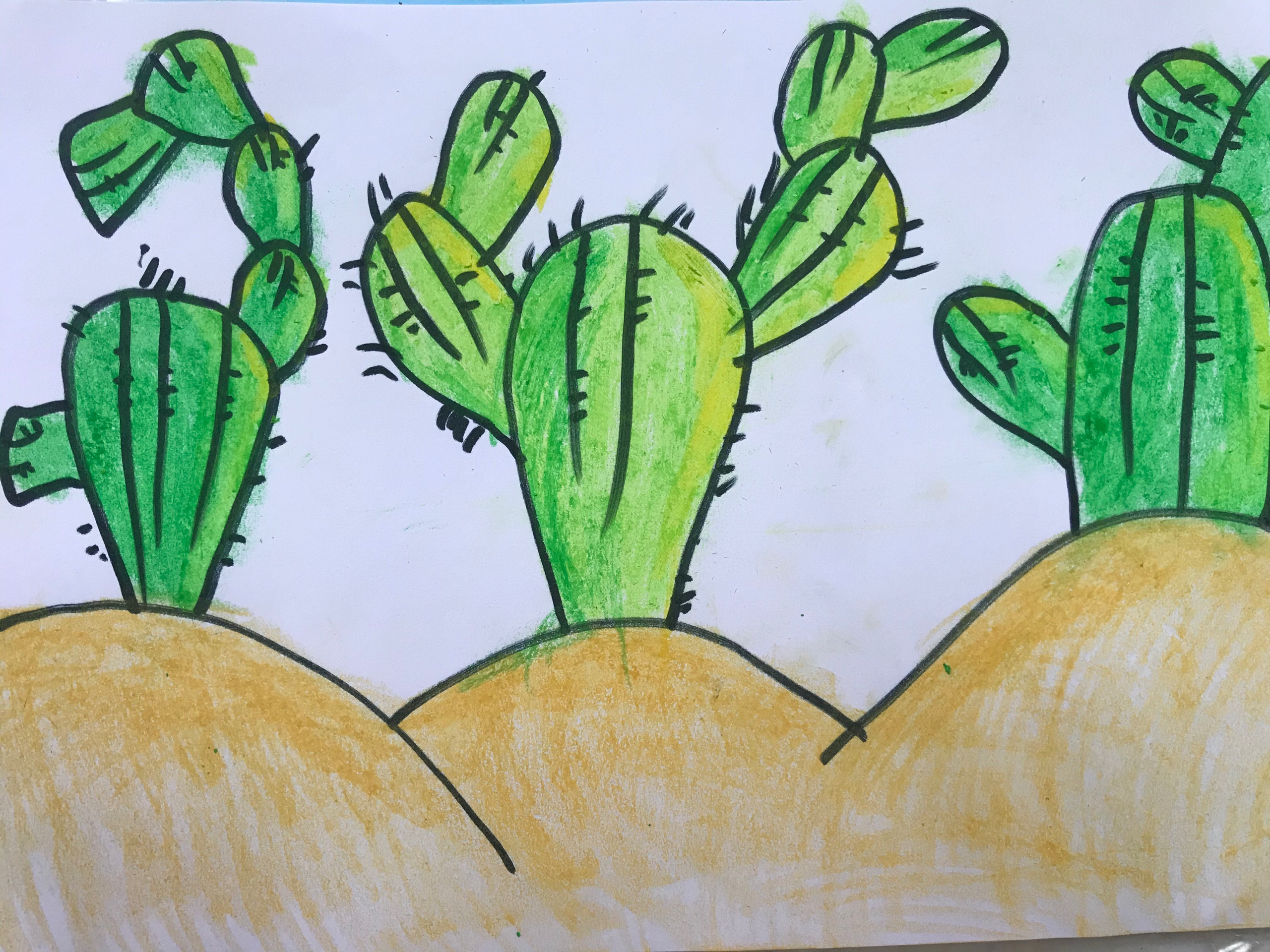 手掌创意画 仙人掌