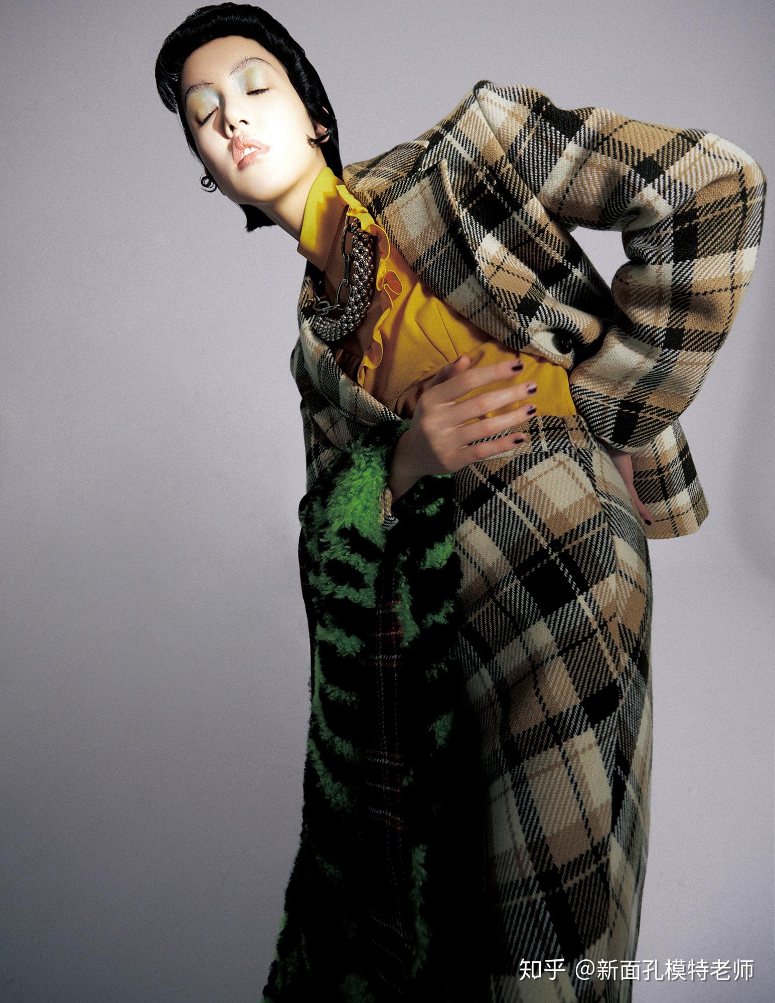 模特陈园园拍摄红秀grazia最新时装大片格纹万花筒