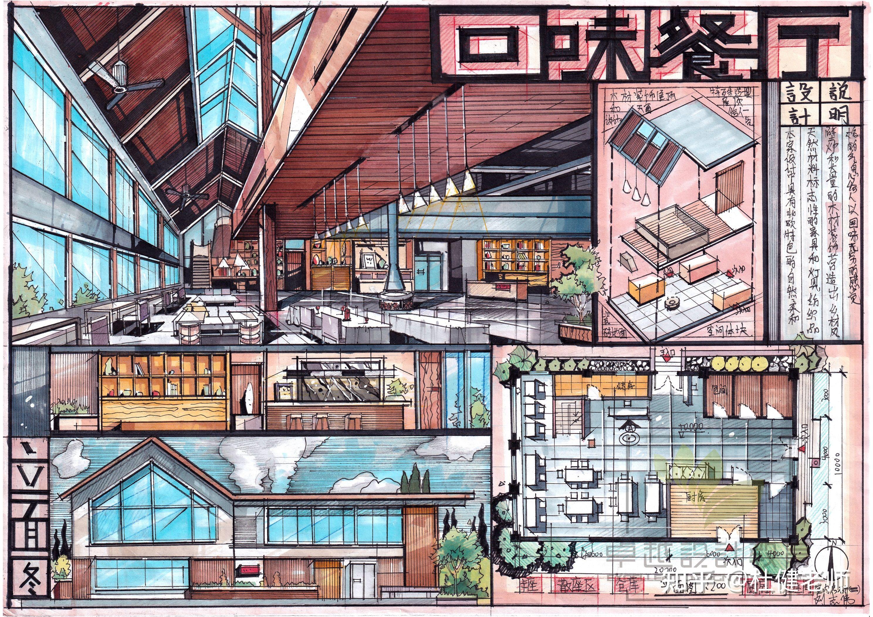 室内考研方案餐饮空间设计——这么画！! - 知乎