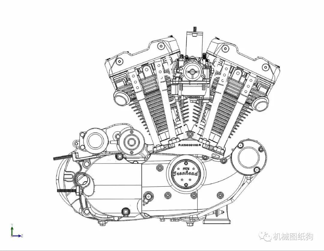 发动机电机xlh1000哈雷戴维森摩托车发动机图纸