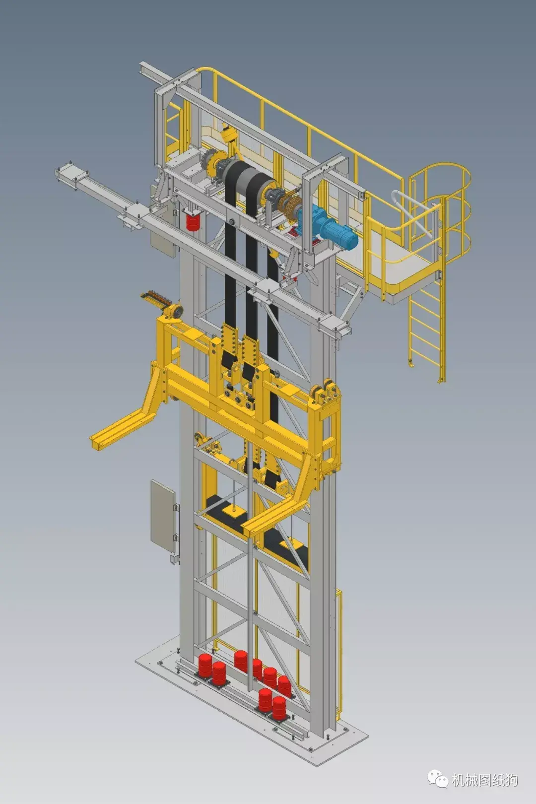 工程機械垂直升降機內部結構3d數模圖紙step格式