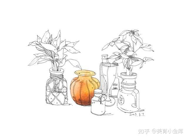 水彩钢笔淡彩静物写生手绘步骤图