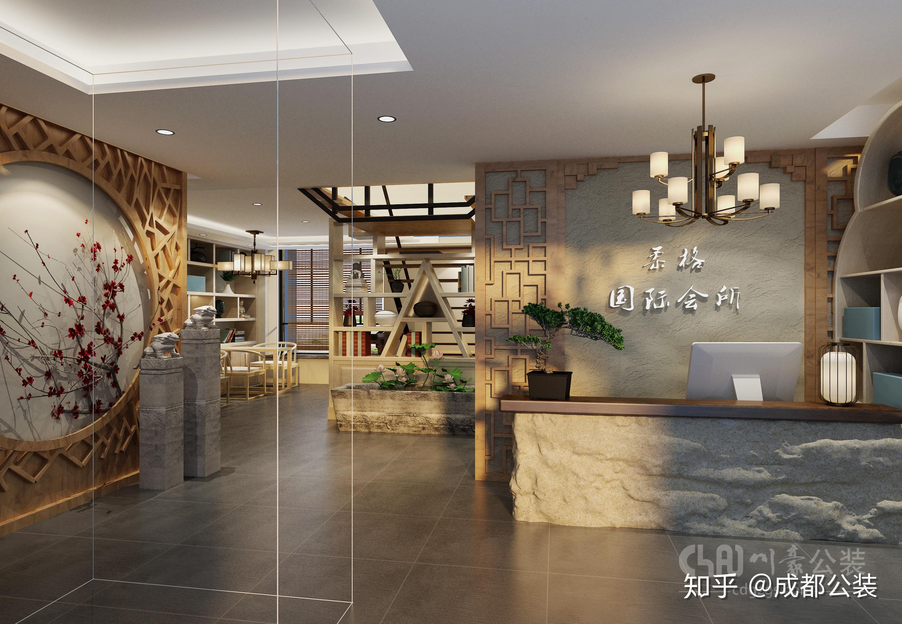 设计理念与手法:本案采用了新中式风格,一层为接待与休闲区.