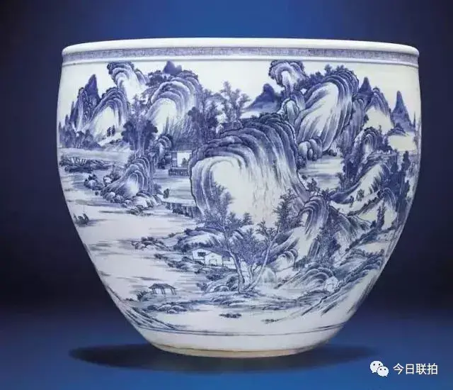 中国古玩　康熙年製 人物　風景　青花　染付　花入　中国美術 清代 明代 清朝期 中国古玩 康熙年製 人物 風景 青花 染付 花入 中国美術