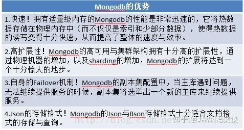 mongodb與其他數據庫的對比