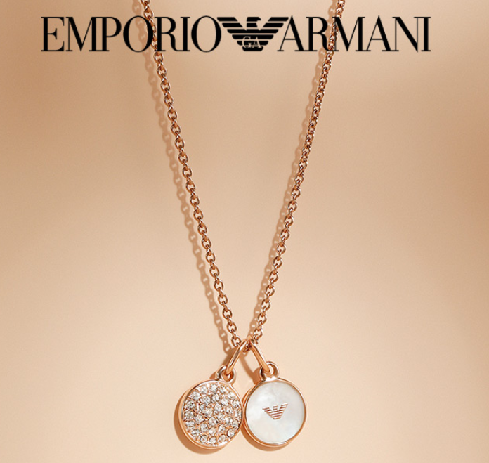 阿玛尼珍珠贝母镶钻项链