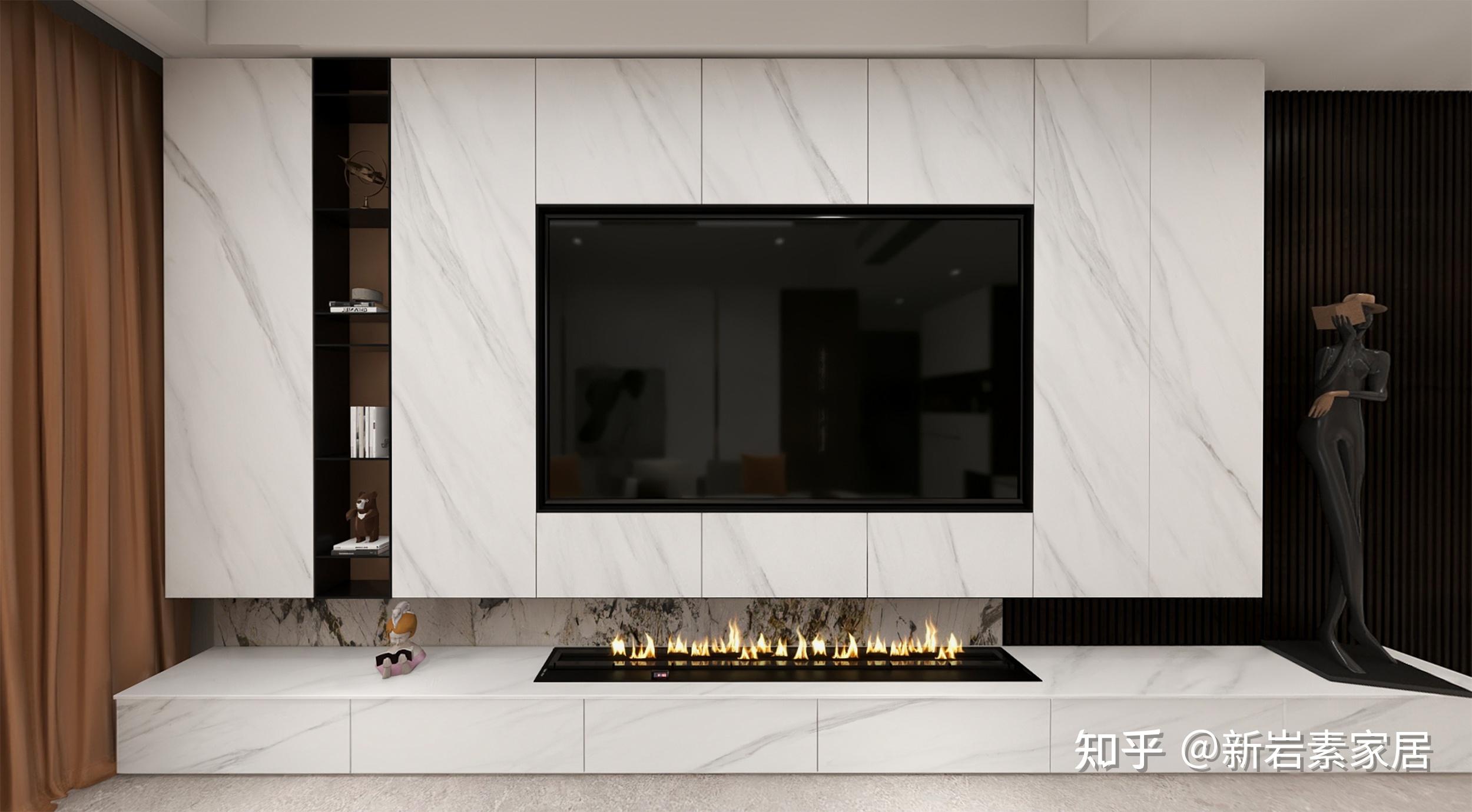 岩板电视背景墙营造出宁静祥和的氛围精心规划的设计与自然风景的互动