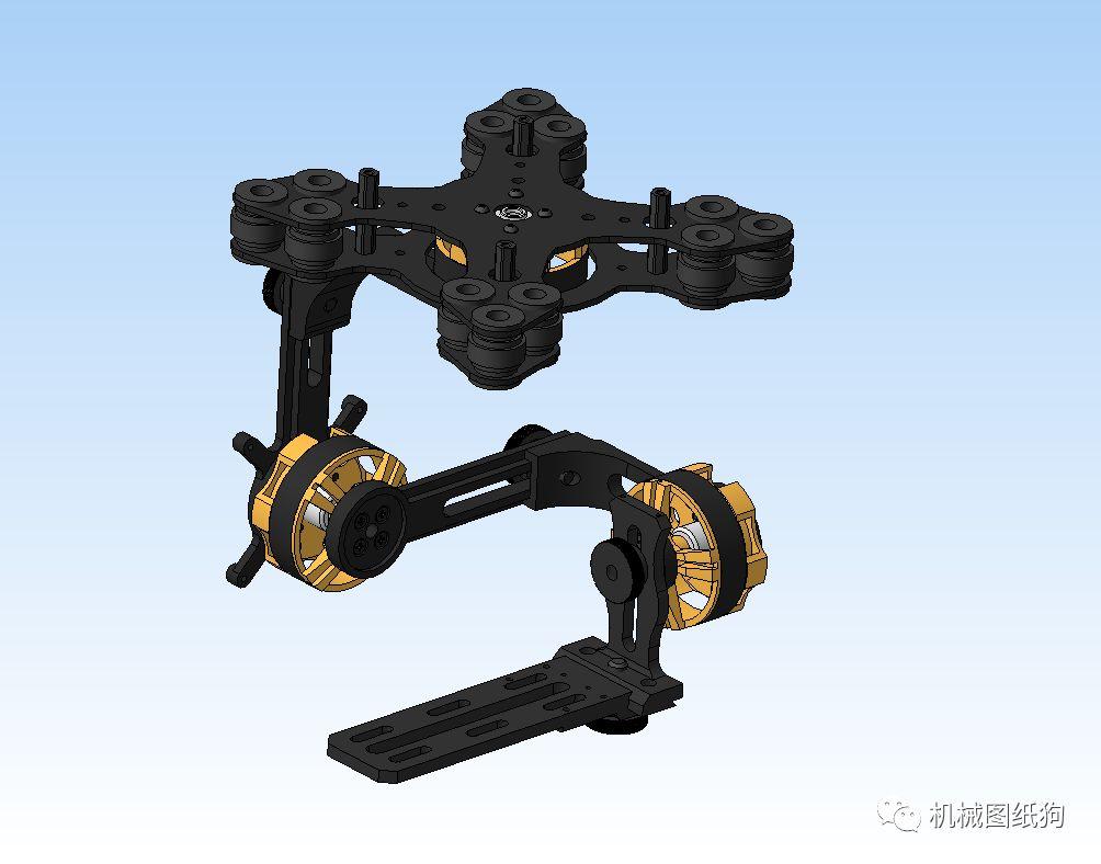 【工程机械】简易dys三轴云台结构3d模型图纸 stp格式