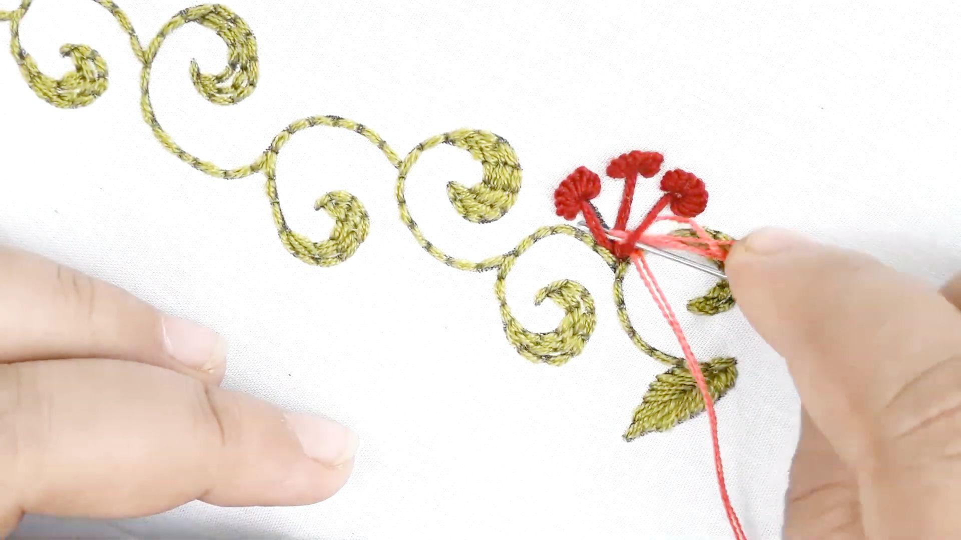 「手工刺绣教程」高级定制蝴蝶兰缀绣花边