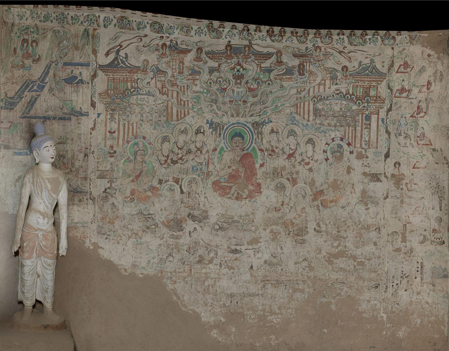 神游千年,大美敦煌】盛唐-103窟-线描至圣:吴道子健朗风格的维 神游千年,大美敦煌】盛唐-103窟-线描至圣:吴道子健朗风格的维