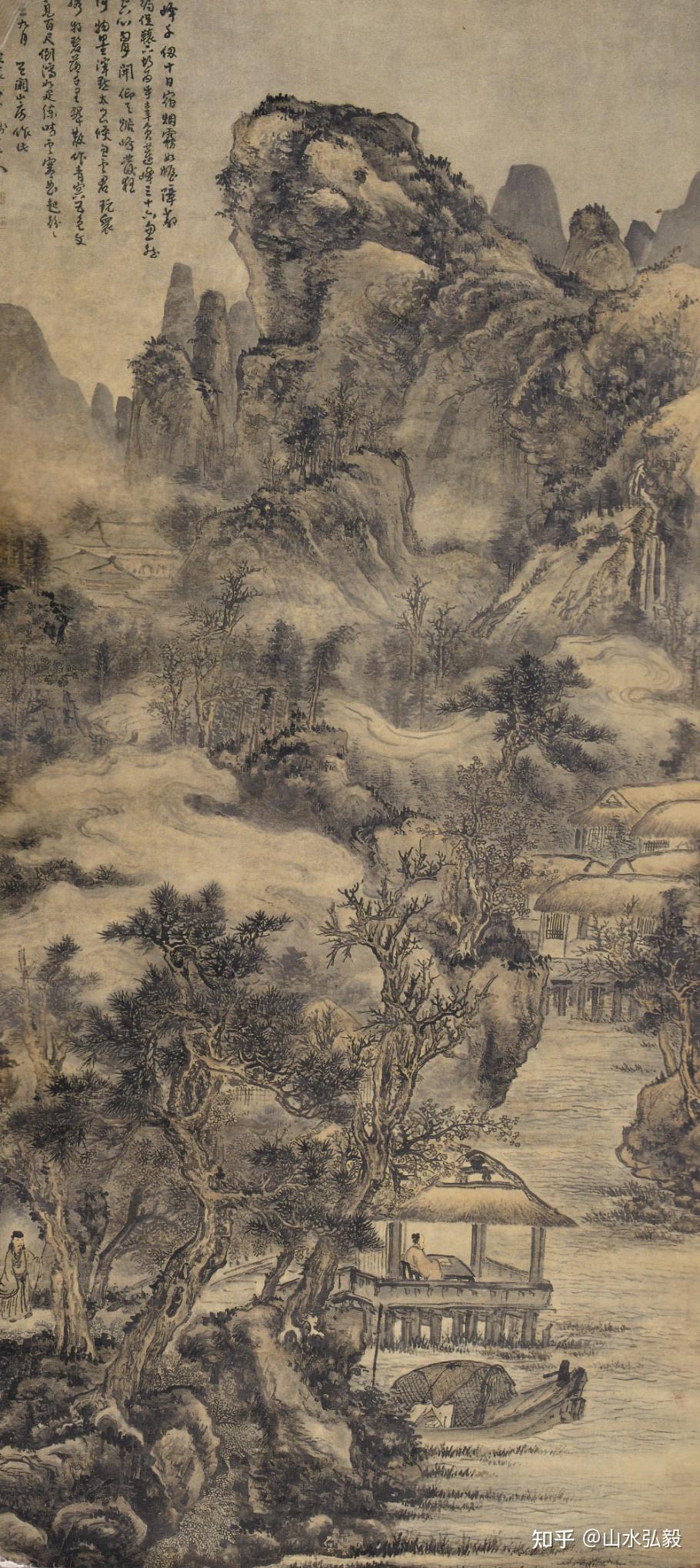 髡残深得宋元山水画精髓其秃笔渴墨用笔就是如此