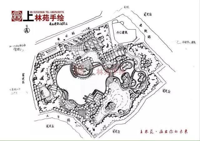 则要从交通联系和景观变化的角度去考虑,采用自然式构图,环形道路结构