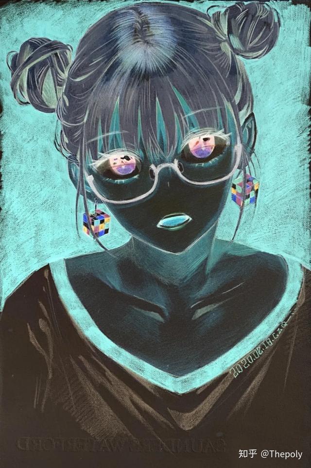 传统美术彩铅二次元肖像