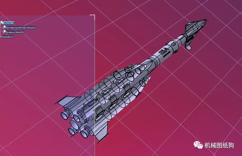 飛行模型esa火箭簡易3d數模圖紙step格式