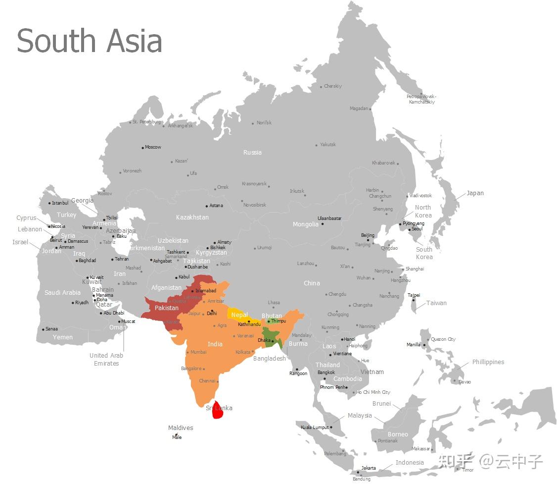世界七大洲 亚洲 国家首都 地理位置 对照表 知乎