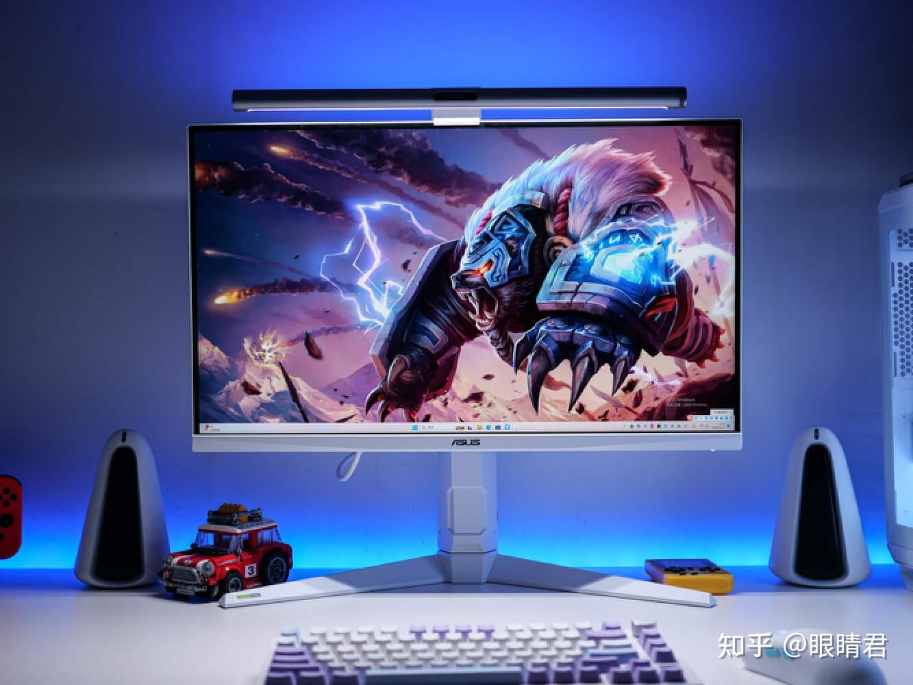 白色电竞桌搭绝配新款华硕tufgaming小金刚max显示器开箱