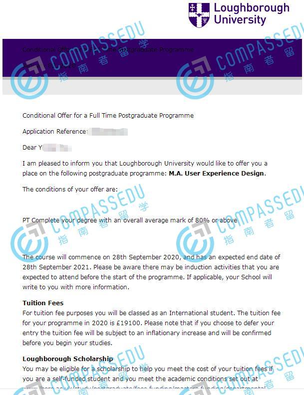 拉夫堡大学用户体验设计文学硕士研究生offer一枚