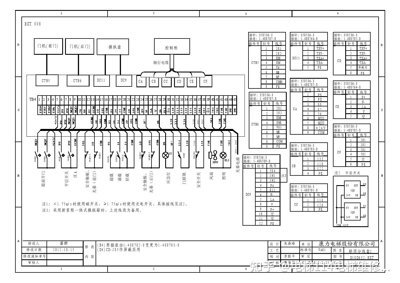 康力电梯d10d632电气布线图