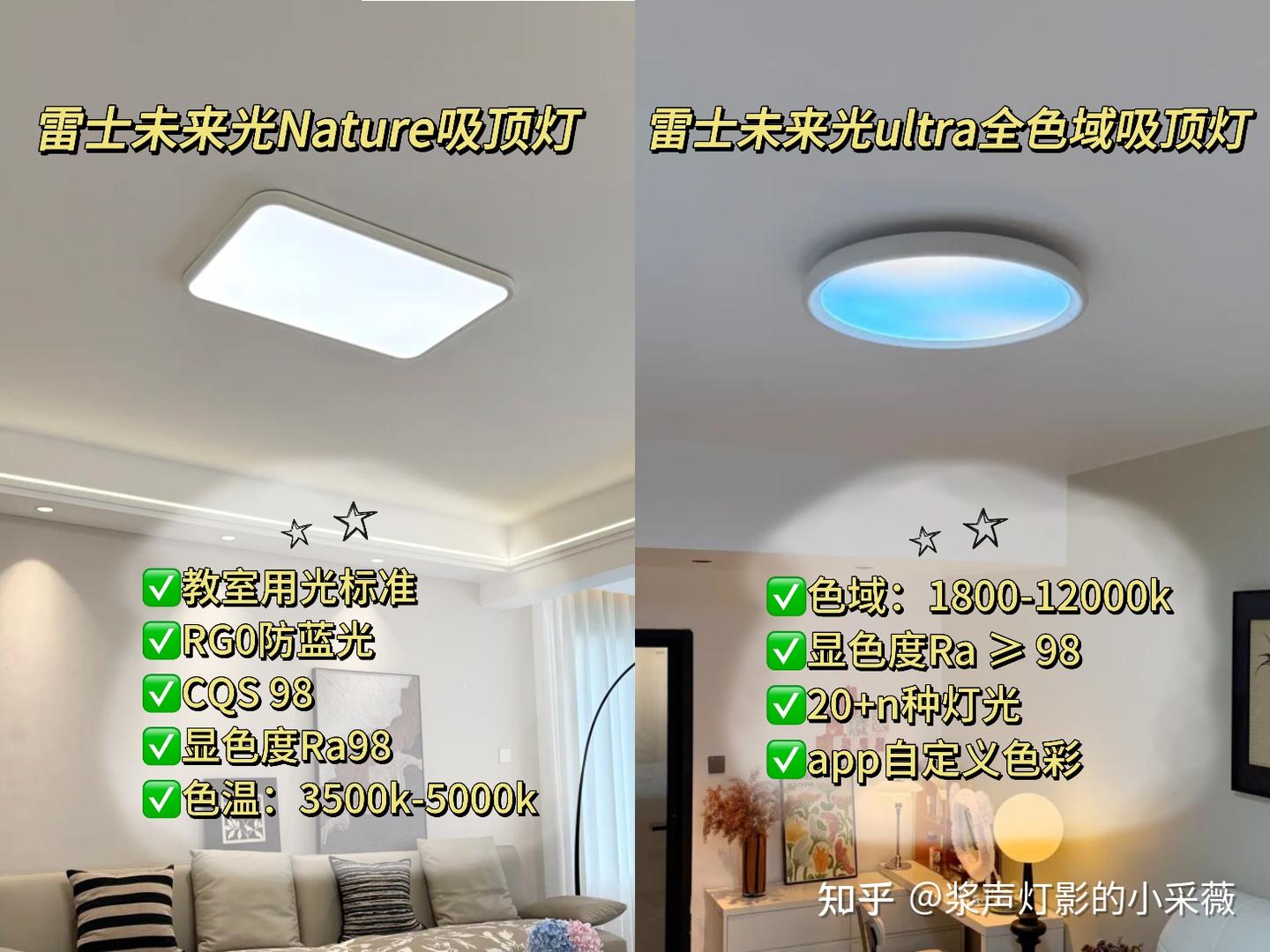 【吸顶灯买前必看】怎么选灯不踩坑？为什么说雷士是闭眼入天花板？雷士两款热门吸顶灯对比：未来光Nature吸顶灯&未来光ultra全色域吸顶灯 ...