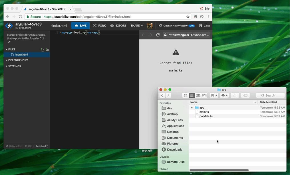 Stackblitz web ide 