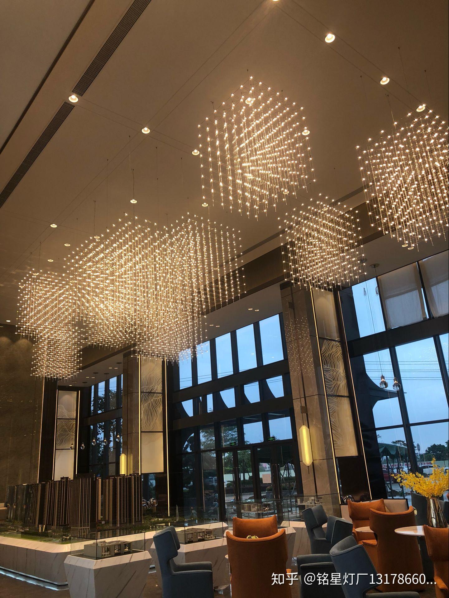 酒店大堂大厅光立方满天星吊灯专业定制厂商铭星灯饰制造公司