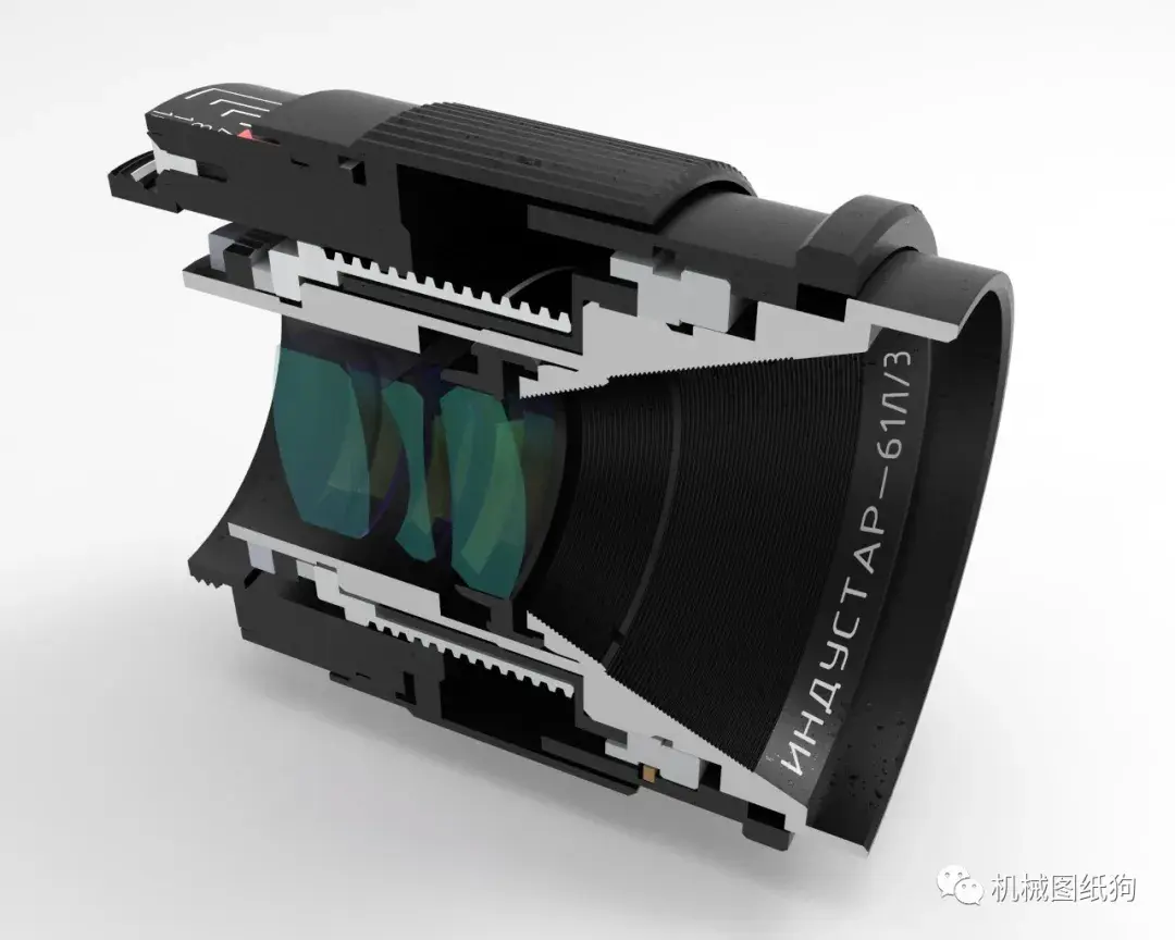 工程机械industar61l镜头模型3d图纸solidworks设计附step