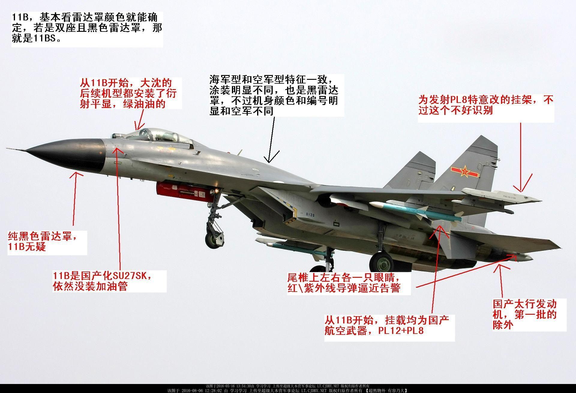如何從外觀上區分蘇27蘇30蘇35殲11及殲16