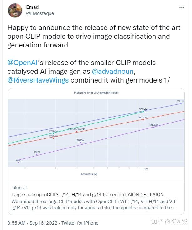 LAION发布的大规模OpenCLIP预训练模型 - 知乎